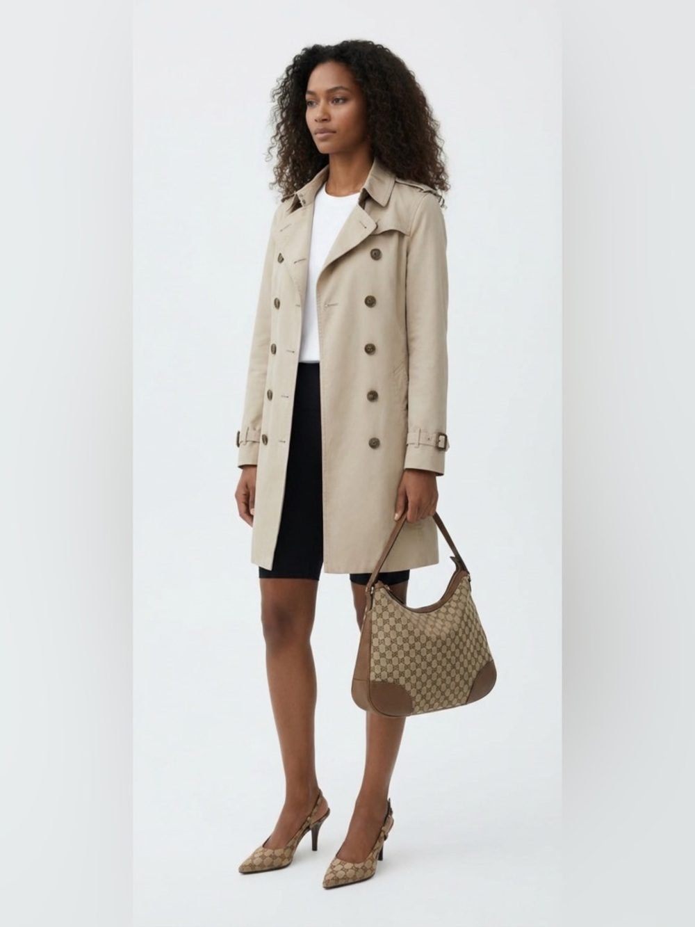 Burberry Brit Trench Coat Beige Nova Check Lined Belted US 14 UK 16 - Picture 15 of 17